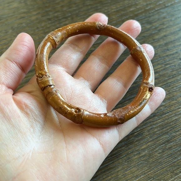 Boho Bamboo minimalist stackable bracelet, brown, feather light, fits a 7”W - Picture 4 of 5